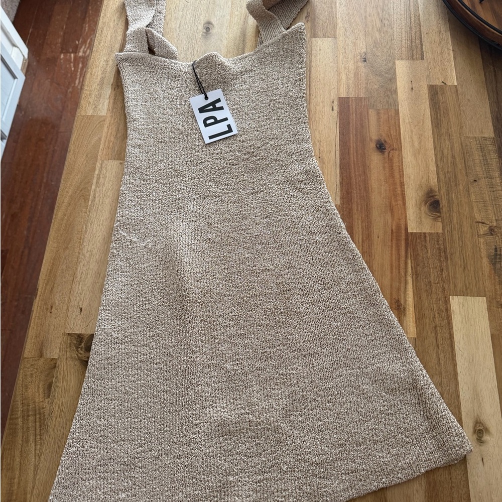 LPA Sparkling Square-Neck Mini Dress in Champagne Gold - Picture 4 of 5